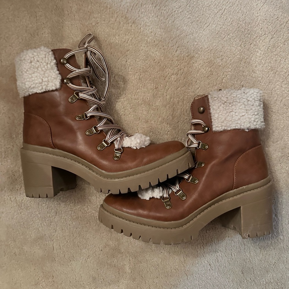 Winter Heeled Combat Boots